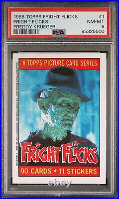 1988 Topps Fright Flicks Freddy Krueger #1 A Nightmare On Elm Street Card PSA 8