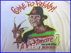 A NIGHTMARE ON ELM STREET 4 vintage T-Shirt 1989 white XL COME TO FREDDY! Horror