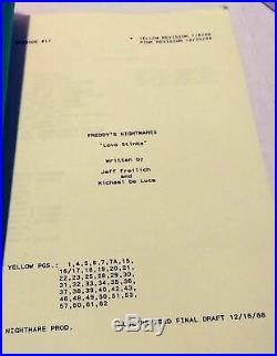A Nightmare On Elm Street Freddy's Nightmares Love Stinks Shooting Script 1988