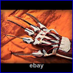 FREDDY KRUEGER Bone glove CLAW LEATHER AND METAL Nightmare Elm Street halloween