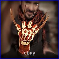 FREDDY KRUEGER Bone glove CLAW LEATHER AND METAL Nightmare Elm Street halloween