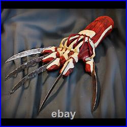 FREDDY KRUEGER Bone glove CLAW LEATHER AND METAL Nightmare Elm Street halloween