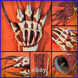 FREDDY KRUEGER Bone glove CLAW LEATHER AND METAL Nightmare Elm Street halloween