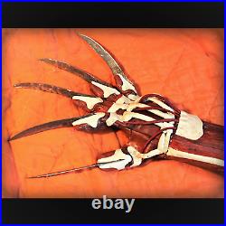 FREDDY KRUEGER Bone glove CLAW LEATHER AND METAL Nightmare Elm Street halloween