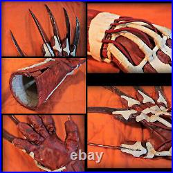 FREDDY KRUEGER Bone glove CLAW LEATHER AND METAL Nightmare Elm Street halloween