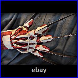 FREDDY KRUEGER Bone glove CLAW LEATHER AND METAL Nightmare Elm Street halloween