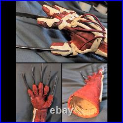 FREDDY KRUEGER Bone glove CLAW LEATHER AND METAL Nightmare Elm Street halloween