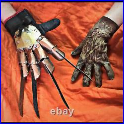 FREDDY KRUEGER Bone glove CLAW LEATHER AND METAL Nightmare Elm Street halloween