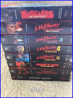 HORROR 8 VHS LOT NIGHTMARE ON ELM STREET SET COMPLETE FREDDy Vs JASON INCLUDED