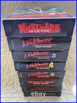 HORROR 8 VHS LOT NIGHTMARE ON ELM STREET SET COMPLETE FREDDy Vs JASON INCLUDED