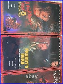 HORROR 8 VHS LOT NIGHTMARE ON ELM STREET SET COMPLETE FREDDy Vs JASON INCLUDED