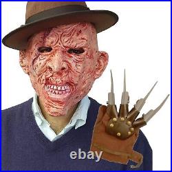 Nightmare Elm Street Freddy Burnt Man Mask & Claw Glove Halloween Fancy Dress