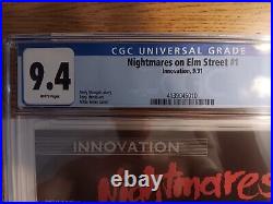 Nightmares On Elm Street # 1 CGC 9.4 WP Key 1st Issue Freddy 1991 Innovation