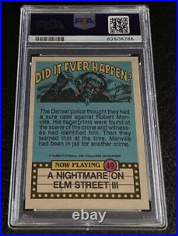 PSA 10 1988 OPC Fright Flicks Freddy Krueger #49 A Nightmare On Elm Street Card