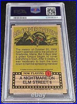 PSA 9 1988 Topps Fright Flicks Freddy Krueger #1 A Nightmare On Elm Street Card