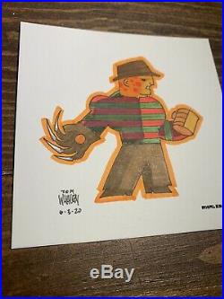 Tom Whalen Original Marker Sketch Jason Nightmare On Elm Street 4 x 4 Mondo