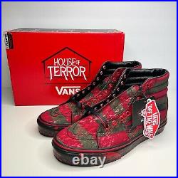 VANS House of Terror Nightmare on elm street SK8-HI Freddy Krueger shoes size 8