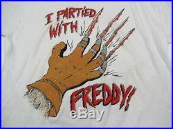 VINTAGE 80s I Partied with Freddy Krueger T Shirt Nightmare On Elm Street SMALL