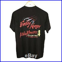 Vintage 80s A Nightmare On Elm Street 4 Freddy Krueger Movie T Shirt Horror Sz L