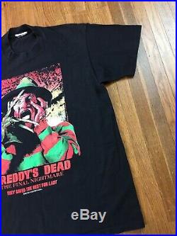 Vintage Freddy Krueger T Shirt Sz L Nightmare On Elm Street Horror Movie Promo